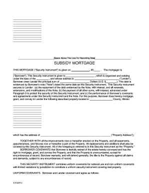 Subsidy Mortgage Agreement
