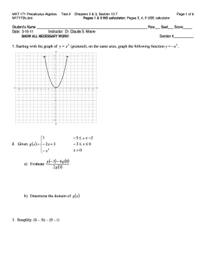 MAT 171 Precalculus Algebra Test 2 Chapters 2 3 Section - cfcc