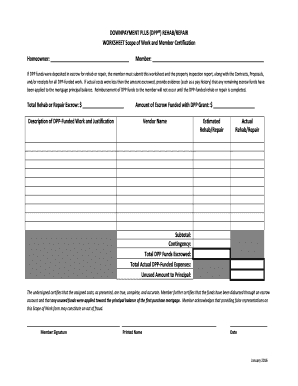 DPP Rehab Repair Worksheet