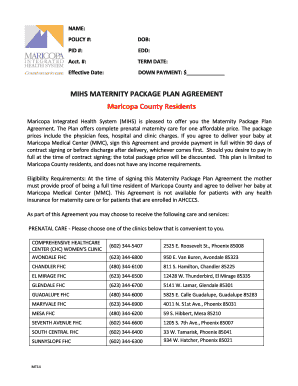 MIHS Maternity Package Plan Agreement