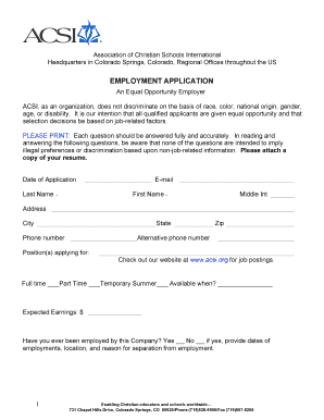 ACSI Employment Application