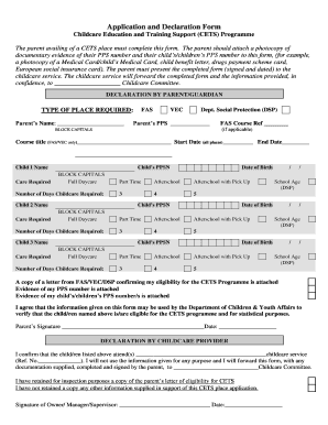 Childcare Education and Training Support Application Form