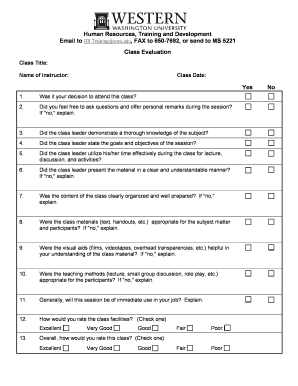 Class Evaluation Form