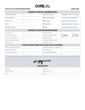 Short Form Business Application