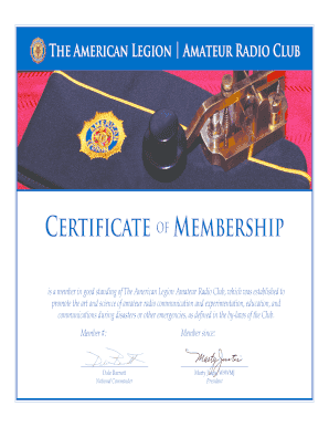 American Legion Amateur Radio Club Membership Certificate