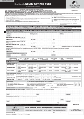 Birla Sun Life Equity Savings Fund Application Form