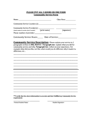 Community Service Form