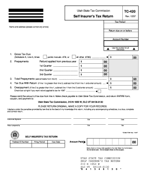 Utah Self Insurer's Tax Return