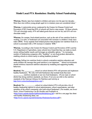 Local PTA Resolution Healthy School Fundraising