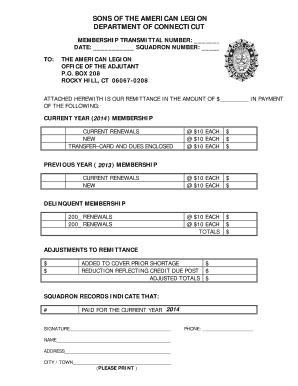 Sons of the American Legion Membership Payment Form