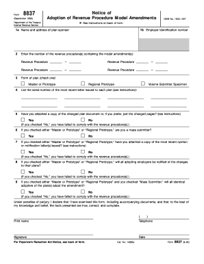 IRS Form 8837 Notice of Adoption