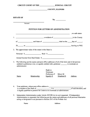 Petition for Letters of Administration