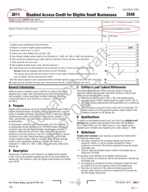 California Disabled Access Credit Form 3548