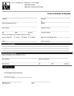 Notice of Intention to Transfer