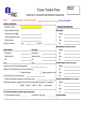 Vendor Request Form
