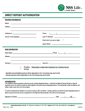 Direct Deposit Authorization Form