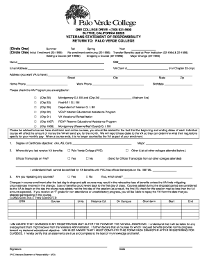 Veterans Statement of Responsibility