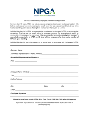 NPGA Individual Employee Membership Application