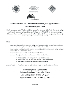 Osher Scholarship Application