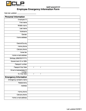 fillable online paloverde rapid paycard id employee emergency employee emergency information form