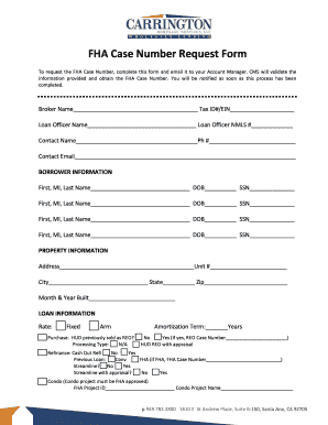 FHA Case Number Request Form