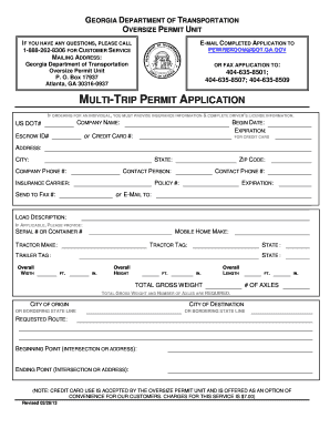 Georgia Oversize Permit Application