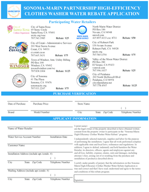 Sonoma-Marin High-Efficiency Clothes Washer Water Rebate Application