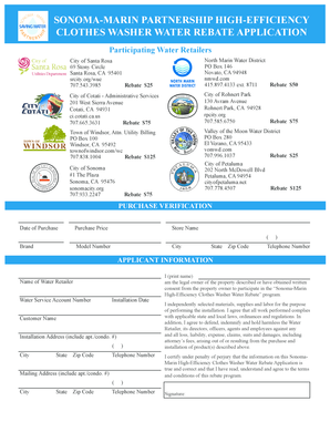 Sonoma-Marin High-Efficiency Clothes Washer Water Rebate Application