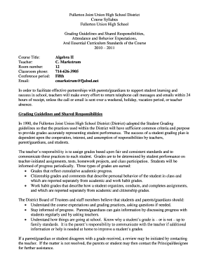 Algebra II Course Syllabus