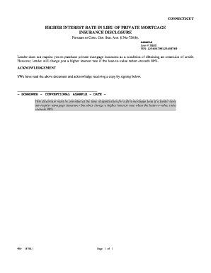 Connecticut Higher Interest Rate Disclosure