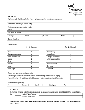 UK Landlord Rent Proof Form