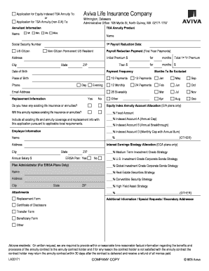 Aviva TSA Annuity Application