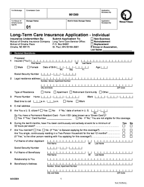 Long Term Care Insurance Application