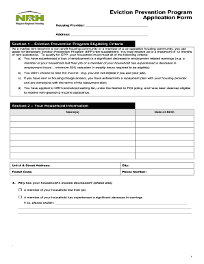 Eviction Prevention Program Application Form