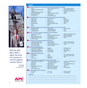 APC Product Survey and Warranty Form