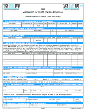 Application for Health and Life Insurance