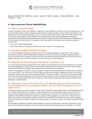 ADJUSTMENT OF STATUS AOS USCIS FORM I-485 CONCURRENT I