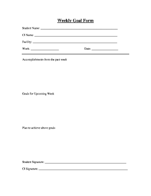 Weekly Goal Form