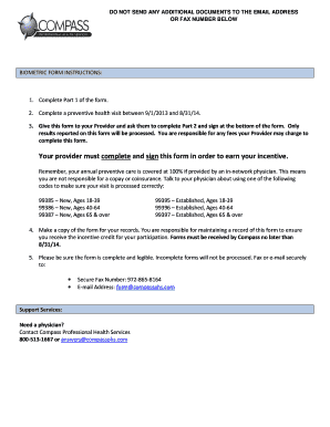 Biometric Form Instructions