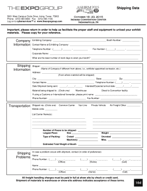 Exhibit Shipping Information Form