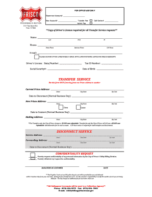 Frisco Utility Service Transfer Form