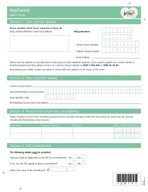 Vhi Appliance Claim Form