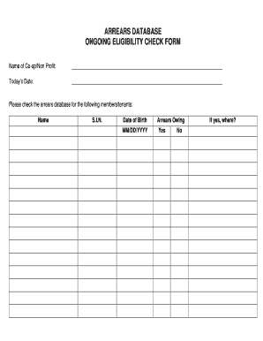 Ongoing Eligibility Check Form