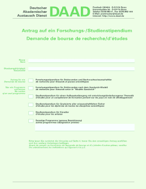 Antrag auf ein Forschungs-/Studienstipendium