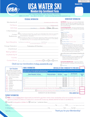 USA Water Ski Membership Enrollment Form