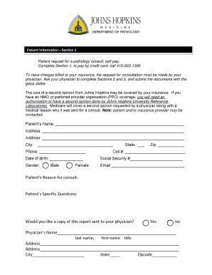Johns Hopkins Pathology Consultation Form