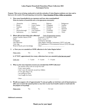 Lakes Region Household Hazardous Waste Collection Survey