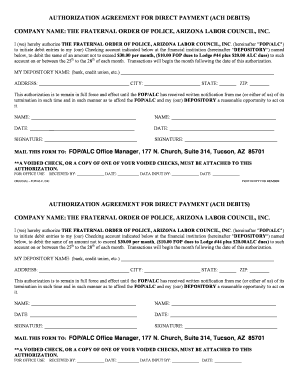 Authorization Agreement for Direct Payment (ACH Debits)