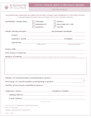 State Council Service Program Awards Entry Form