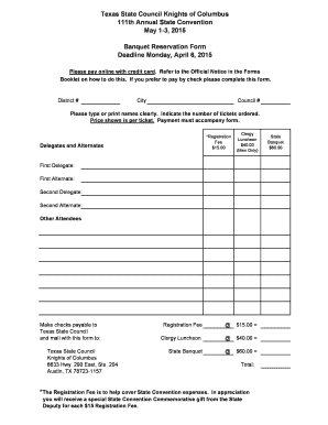 Specimen for reservation sheet